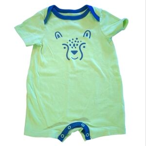 🍁2/$7🍁CAT & JACK Neon Yellow and Grey Cheetah Face Romper